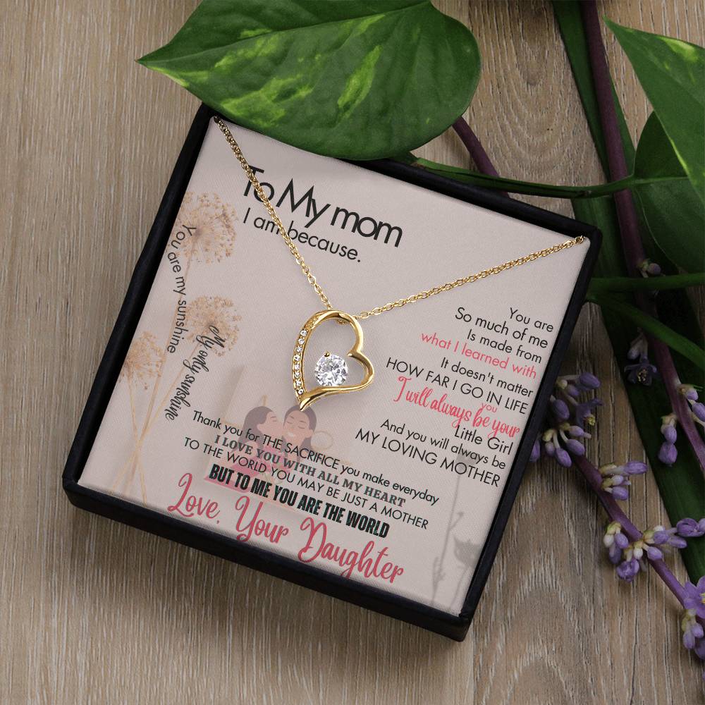 To My Mom - Forever Love Necklace + Sweet Devotion Flower Bouquet Bundle