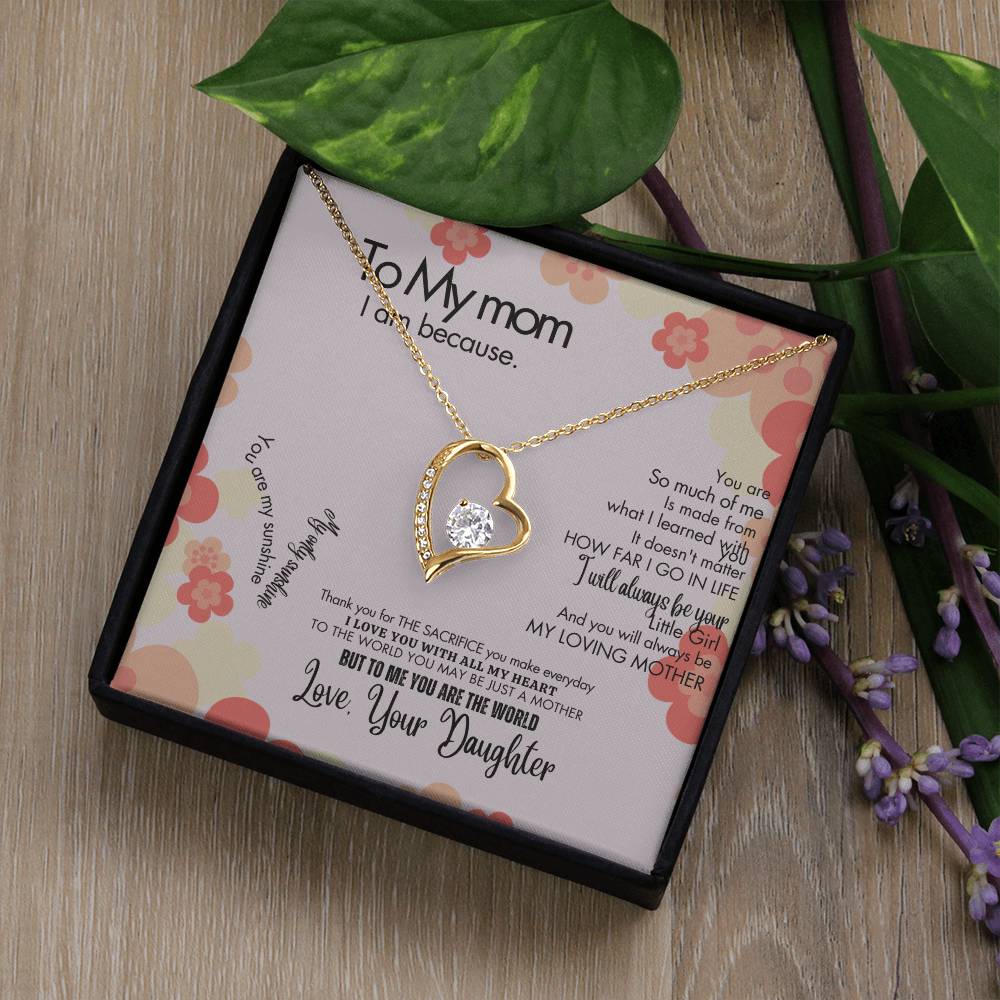 To My Mom - Forever Love Necklace + Sweet Devotion Flower Bouquet Bundle