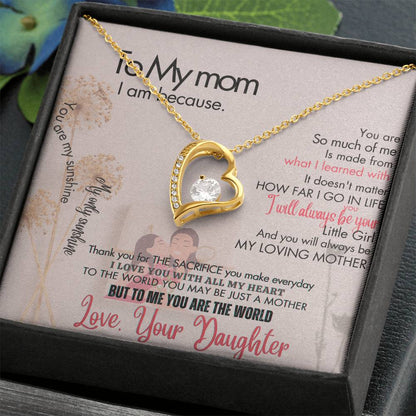 To My Mom - Forever Love Necklace + Sweet Devotion Flower Bouquet Bundle